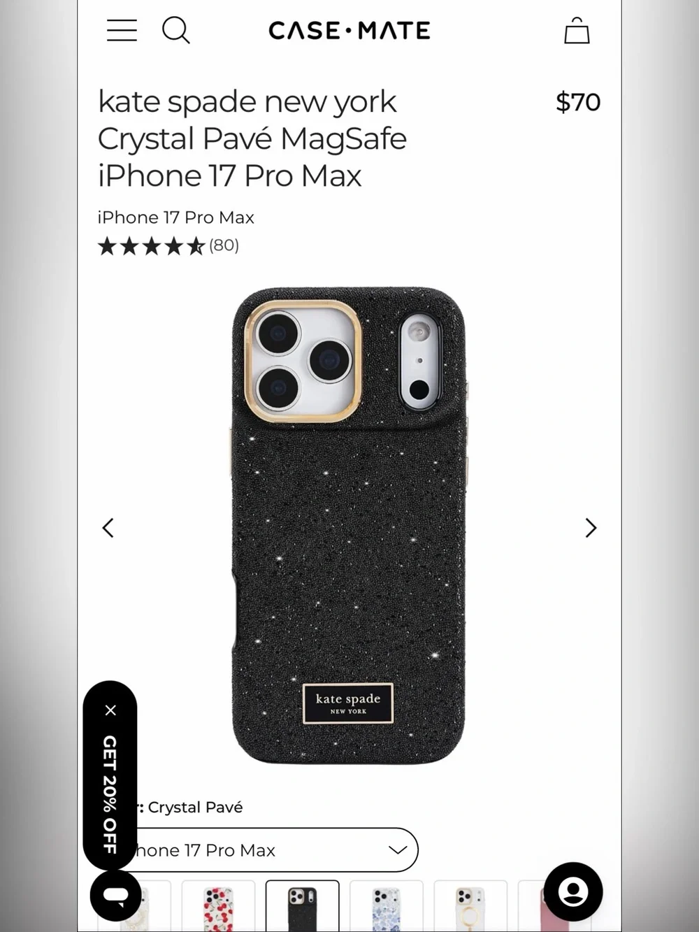 kate spade new york Crystal Pavé MagSafe iPhone 17 Pro Max